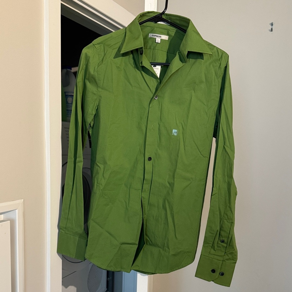 Express Vibrant Green Fitted Shirt